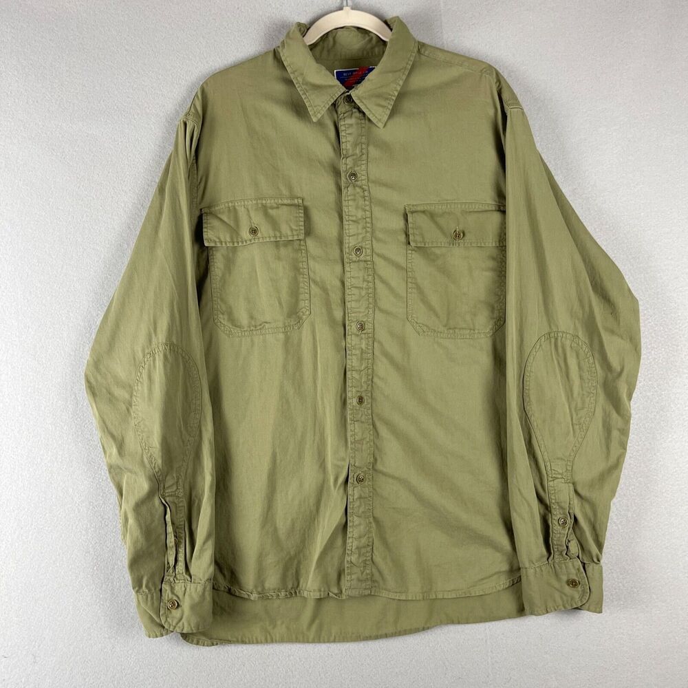 Best‎ Made Co Shirt Mens XXL 2XL Green Button Up Long Sleeve Elbow Patch Safari